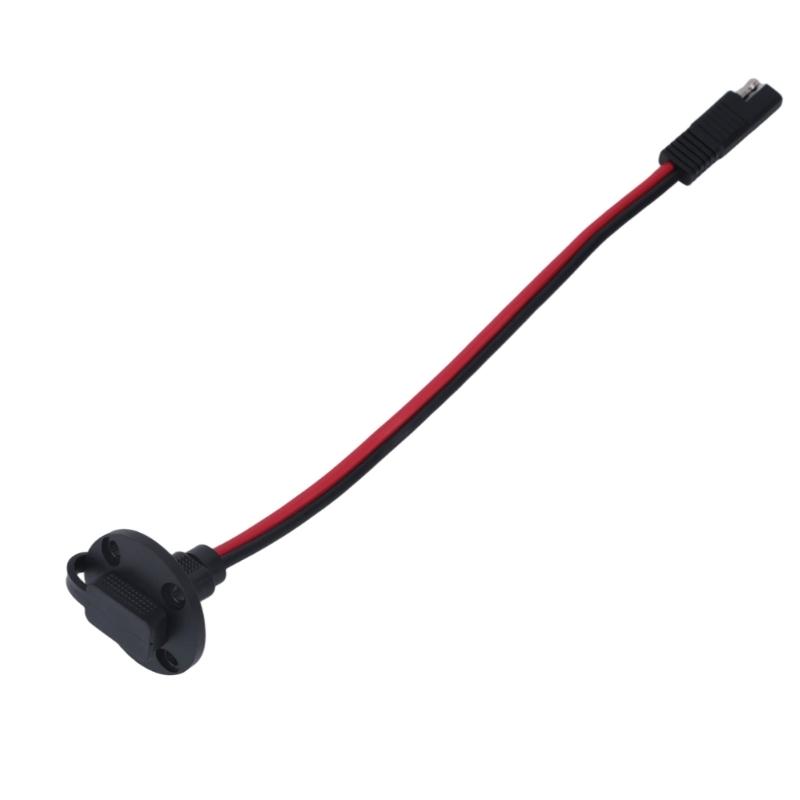 SAE Panel Mount Power Socket Lead 12 AWG, 2-Pack 30 Cm Cable with Protective Cap and Countersunk Base for Solar Battery Connection