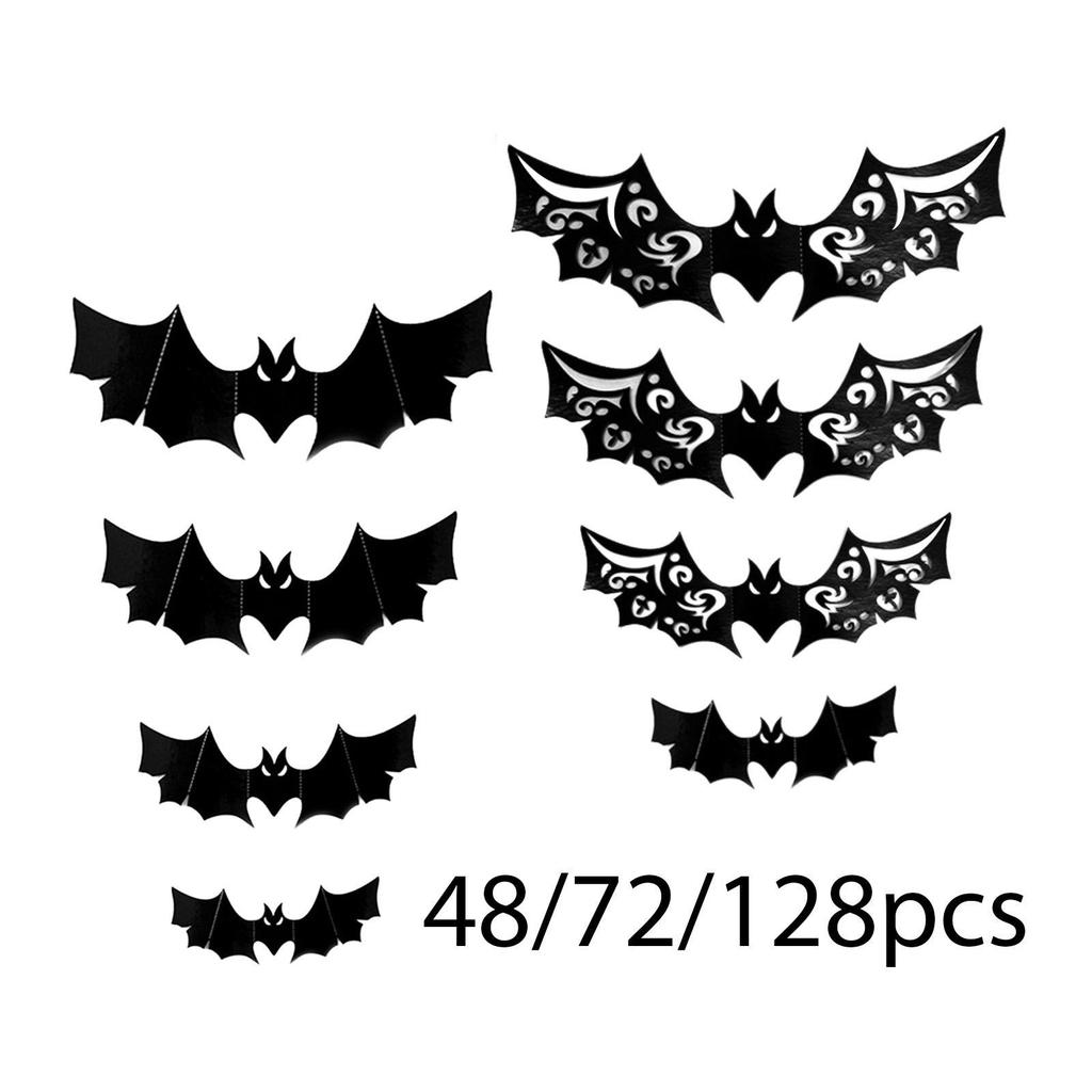 Halloween 3D Bat PVC Wall Stickers Wall Decals Black Decorative Spooky Four Sizes Halloween Decoration for Apartment Home DIY