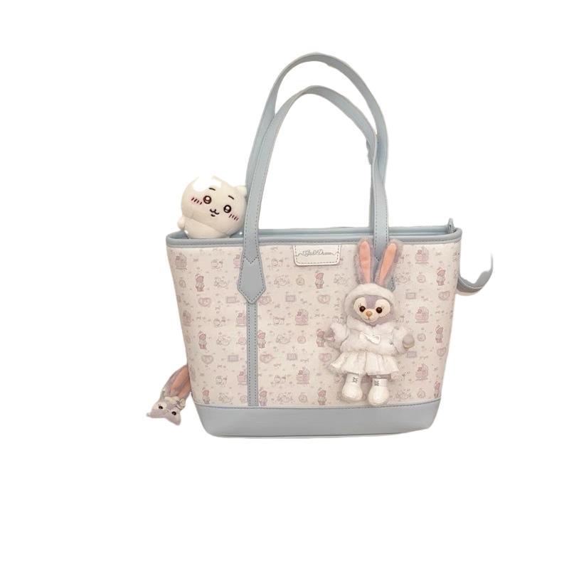 Women's Commuting Large Capacity Shoulder Bag Fashion PU Leather Tote Bags Cute Printed Cartoon Handbags Students Schoolbags