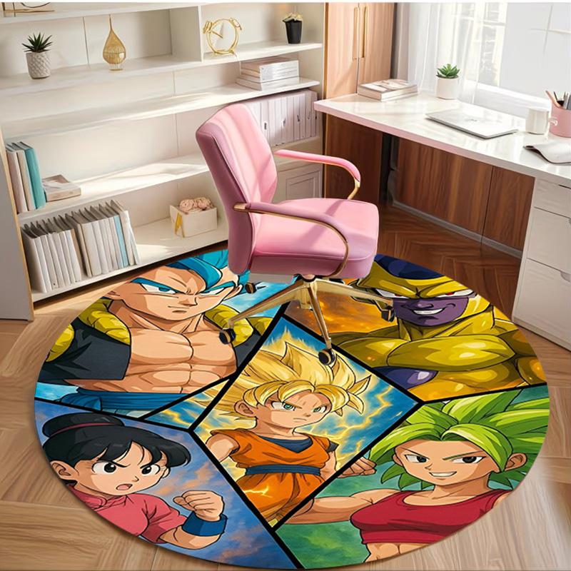 Dragon Ball Print Round Rug, Washable Floor Carpet, For Entryway Dorm Laundry Room Office Study, Home Decor Birthday Christmas Gift