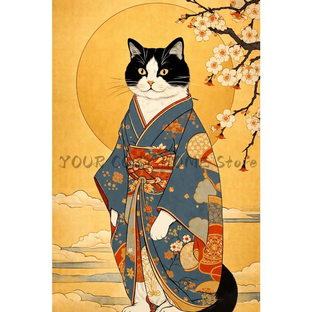 Japanese-style Cat Wall Decorations, Fun Cat Canvas Posters, Anime Wall Decorations, Cute Artwork, Tokyo Kitty Retro Posters