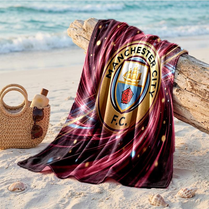 Asciugamano da Spiaggia in Microfibra con Stampa Manchester City Asciugatura Rapida Assorbente Grande Asciugamano per Spiaggia Nuoto Viaggio