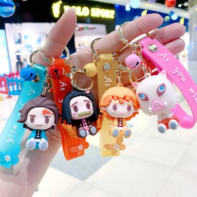 Cartoon Creative Anime Demon Slayer Anime Periphery Keychain Backpack Pendant Car Key Cute Silicone Doll Decorative Supplies
