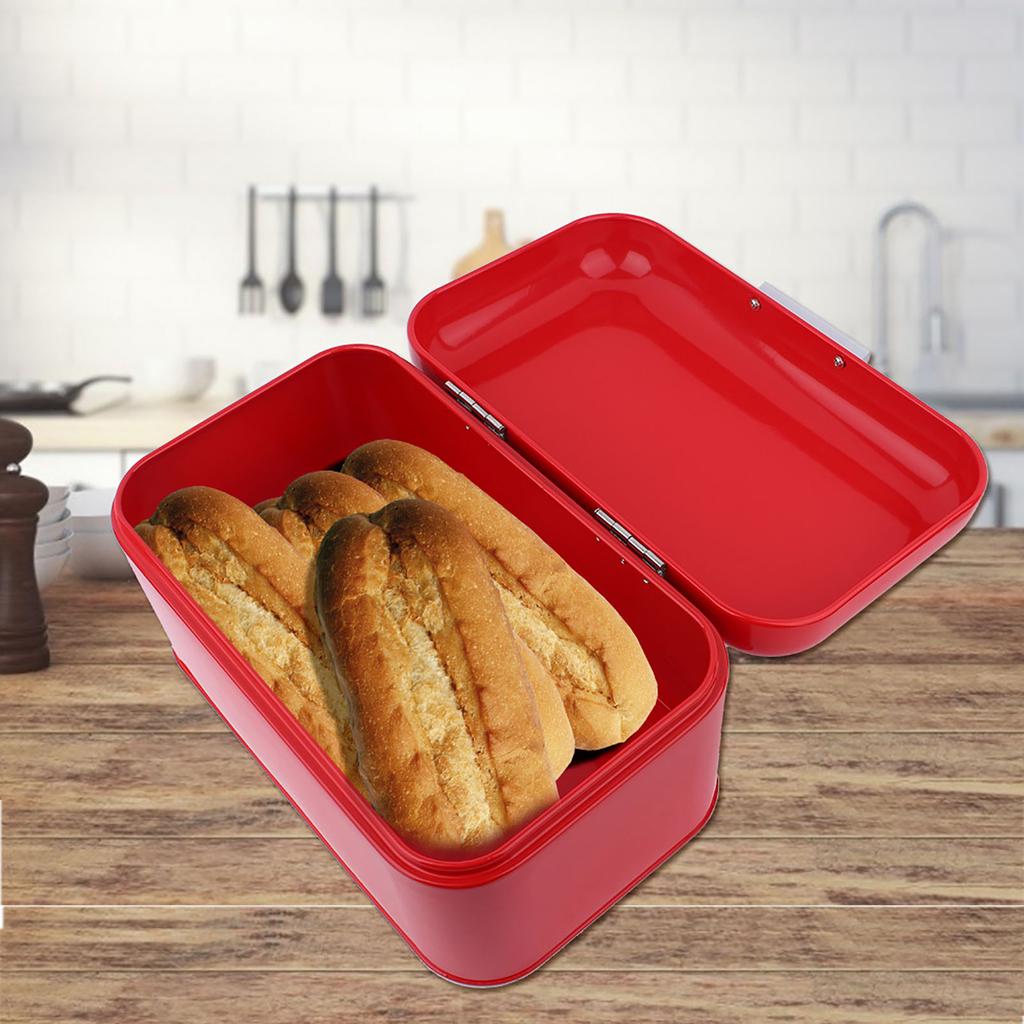 Solid Color Retro Metal Bread Bin Box Large Capacity Kitchen Storage Container