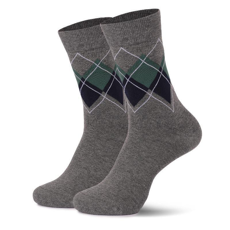 Men's Autumn and Winter New Business Commuting Diamond Lattice Tube Cotton Socks