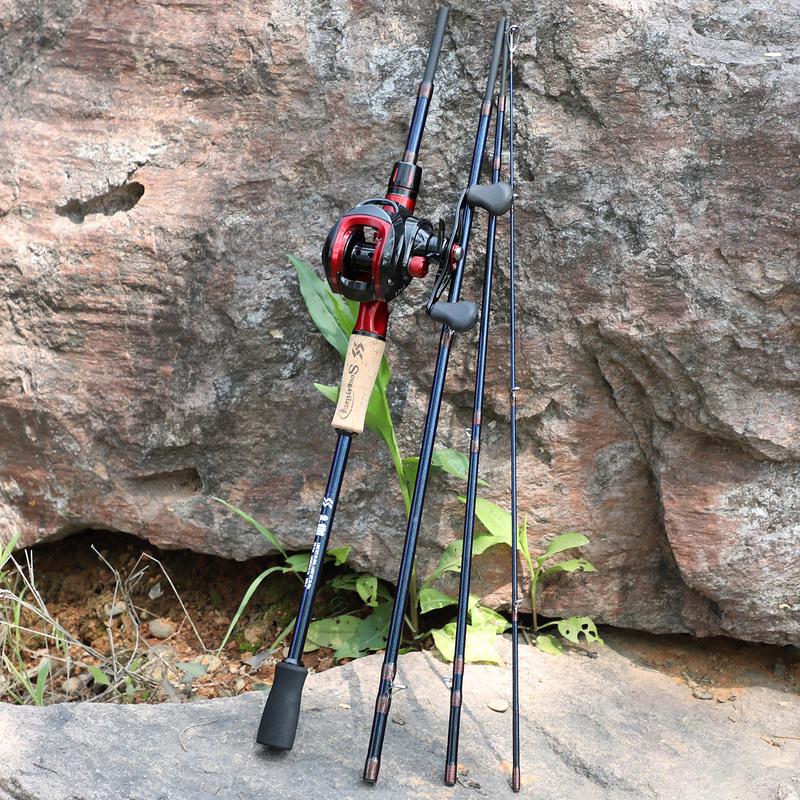 Kombinace rybářského prutu a navijáku 1,8 m/2,1 n Baitcasting Rybářský prut s 17+1 BB baitcasting navijákem pro cestovní rybaření