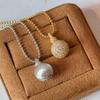 New Vintage 100% Pure 925 Sterling Silver Pendant Aaa Zircconia Frosted Round Ball Necklaces For Women Luxury Wedding Jewelry