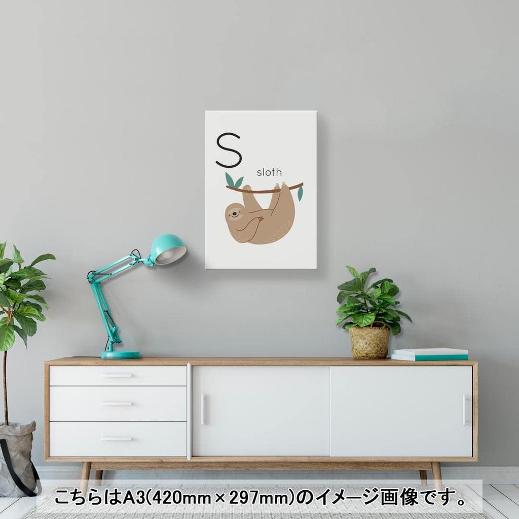 Art Panel Painting Decoration igsticker 420mm x 297mm A3 Photo Wall Hanging Wooden Frame Interior Stylish 019952 Animal Alphabet S sloth