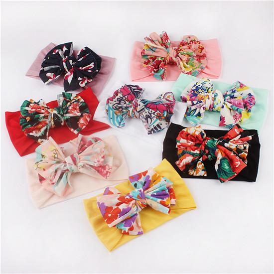 Fashion Floral Childrens Hair Accessories Headband Soft Wide-Brim Elastic Hairband Baby Headwear Comfortable