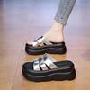 Fashion one-word drag outer wear summer new beach non-slip thick-soled heightening sandals women