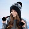 Fur Ball Ear Protection Knitted Hat Women Velvet Warm Wool Hat Big Head Cap