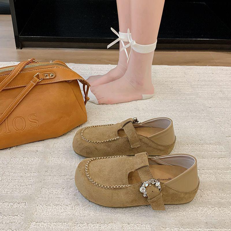 Женские легкие лоферы с нескользящей подошвой и стразами на весну и осень - Модные повседневные туфли-бобы в древнем стиле 40 3244₽