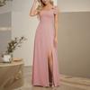 Spring new, fashionable, casual and elegant square neck split-ended sleeveless dress