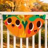 Semicircular Autumn Party Supplies Fall Bunting Fan Flag for Outside, 1.5 X 3ft Turkey Pumpkin Maple Thanksgiving Leaf Pattern Hanging Banner, Harvest