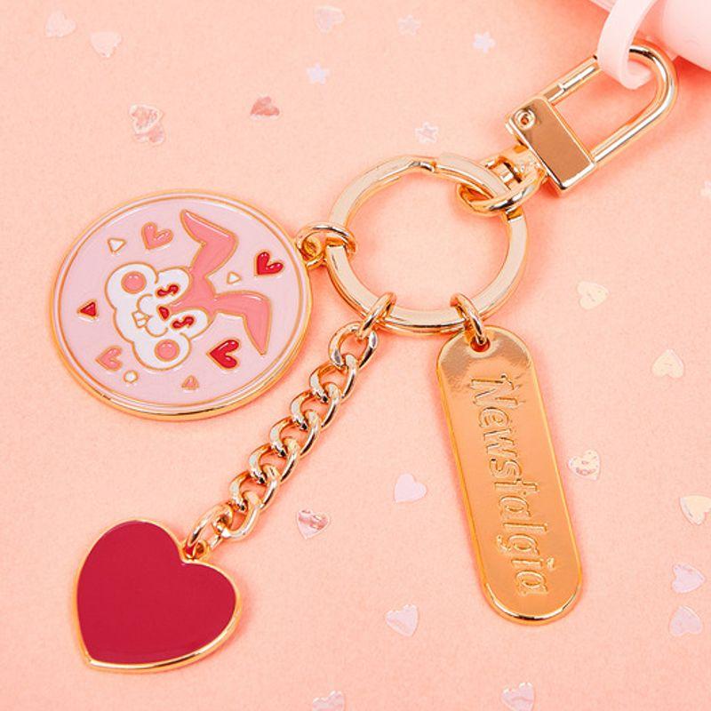 

Newstalgia Metal Keychain - Heart Rabbit pink