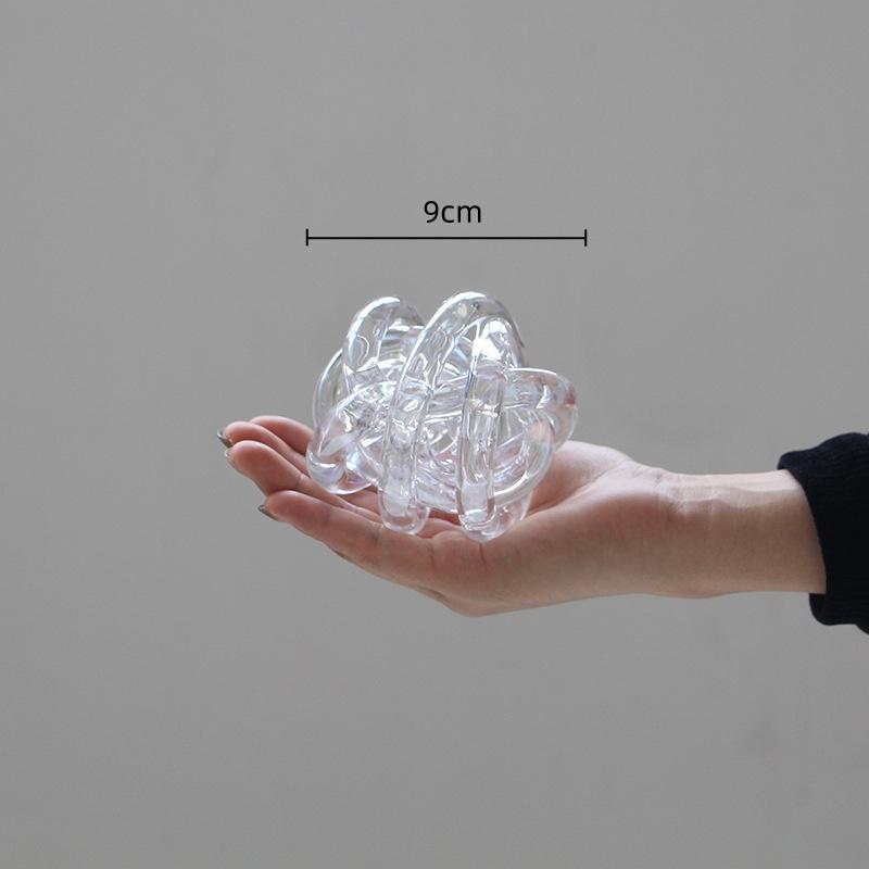 Creative Transparent Geometric Hand-made Glass Rope Hollow Coil Wound Ball Transparent Ornament Glass Craft Home Decoration