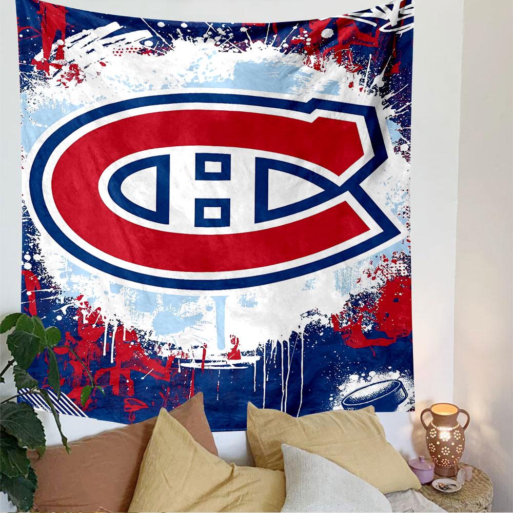 Montreal Canadiens Tapestry Wall Hanging, NHL Hockey Team Logo Poster, Sports Wall Decor for Bedroom Living Room Dorm