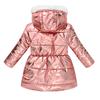 Autumn Winter Children's Clothing Boys Girls Multicolor Waist Printing Tie-dye Long Section of The Hair Collar Hooded Cotton Coat Jacket Cotton Coat