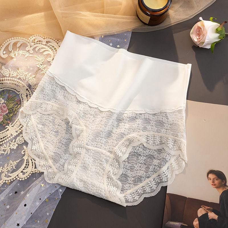 Ladies Summer Thin Sexy Lace Comfortable Breathable Antibacterial High Elastic High Waist Briefs