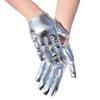 Futuristic Silver Patent Leather Half-Palm Gloves for Stage Performance and Cyberpunk Nightclub Dancing