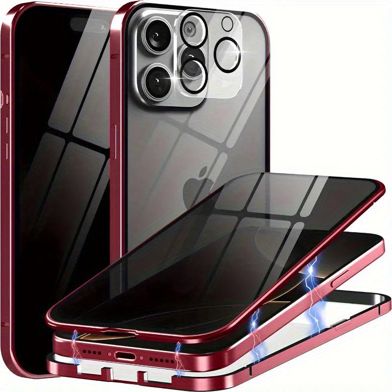 Metal Magnetic Privacy Phone Case For Iphone 17 16 15 14 13 12 11 Pro Max Plus XS 8 7 Anti-Peep Tempered Glass Lens Protection