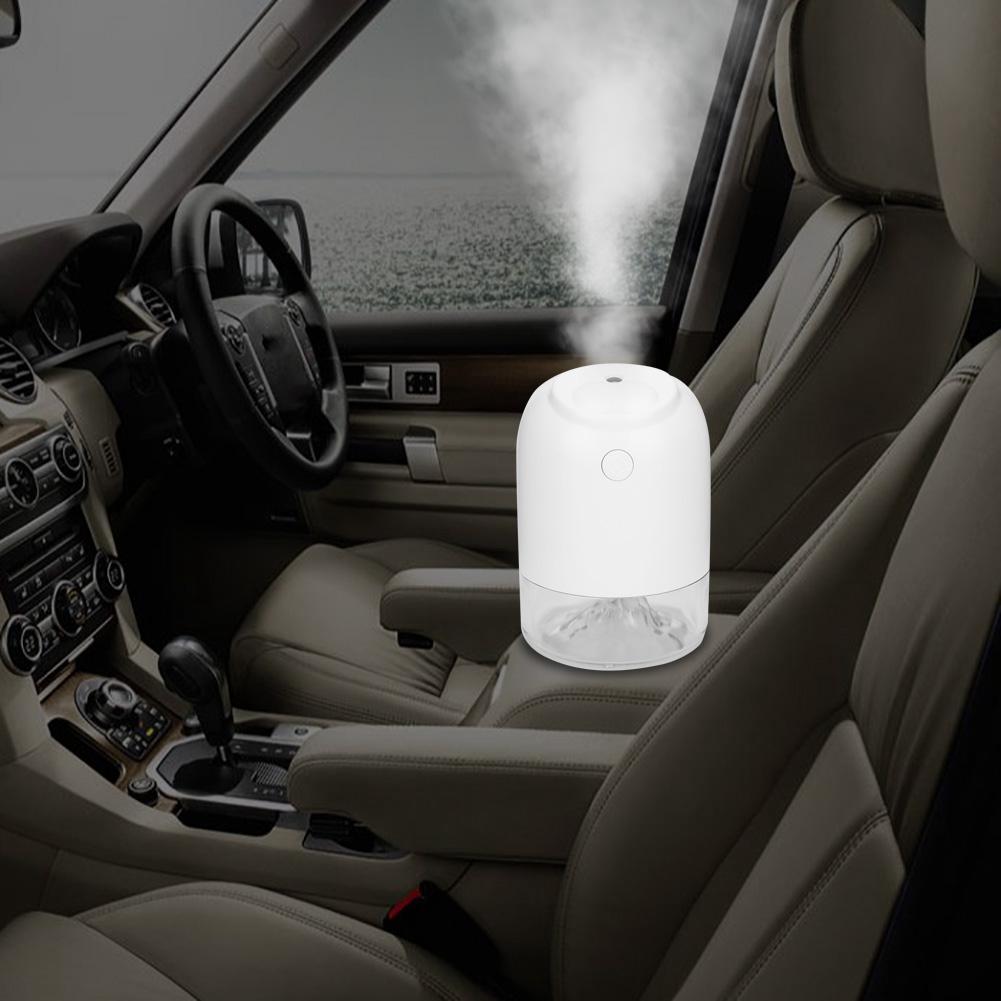 USB Mini Desktop Timing Humidifier Car Office Air Purifier Atomizer with LED Lights (White)