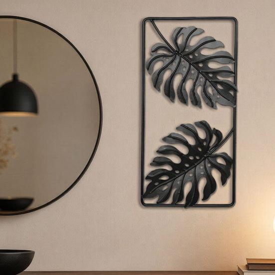 Bedroom Metal Wall Hanging Gold Monstera & Palm Leaf Art, 3D Hollow Lightweight Botanical Iron Luxury Decor for Living Room Sofa Background,
