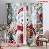 2pcs,2D Plane Printing Curtain Fabric Cute Snowman Christmas Gifts_a (4) Durable Polyester (without Rod) Holiday Ldeal for