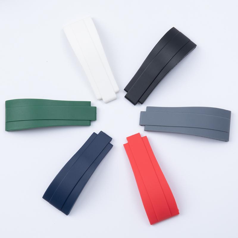 Soft Nature Rubber Watch Band For Rolex Strap For GMT Daytona Submariner YachtMaster Wristband 20/21mm Bracelet Fold Buckle