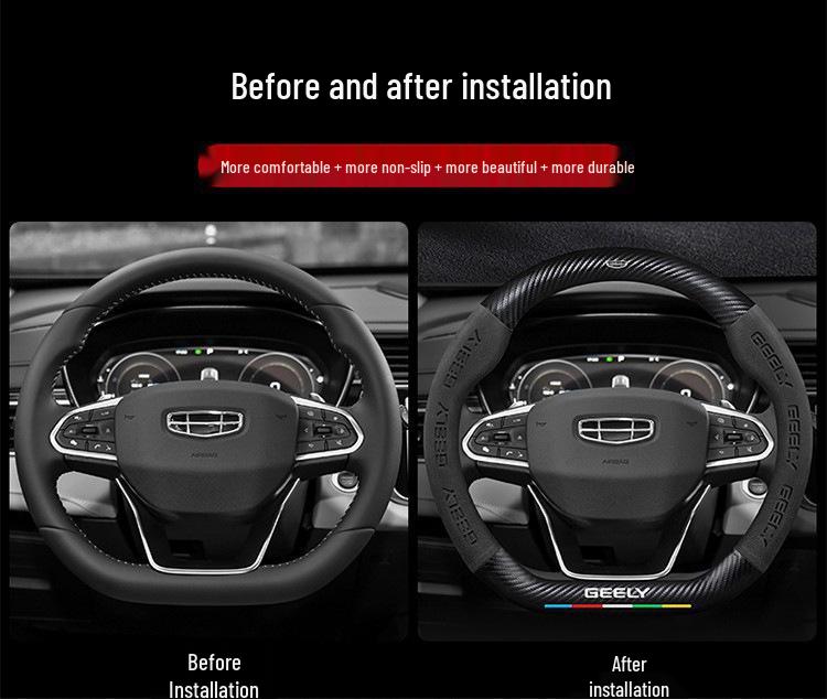 Geely Steering Wheel Cover: Compatible with Emgrand, Boyue, Xingrui, New Binyue, Vision X6, Icon Models.