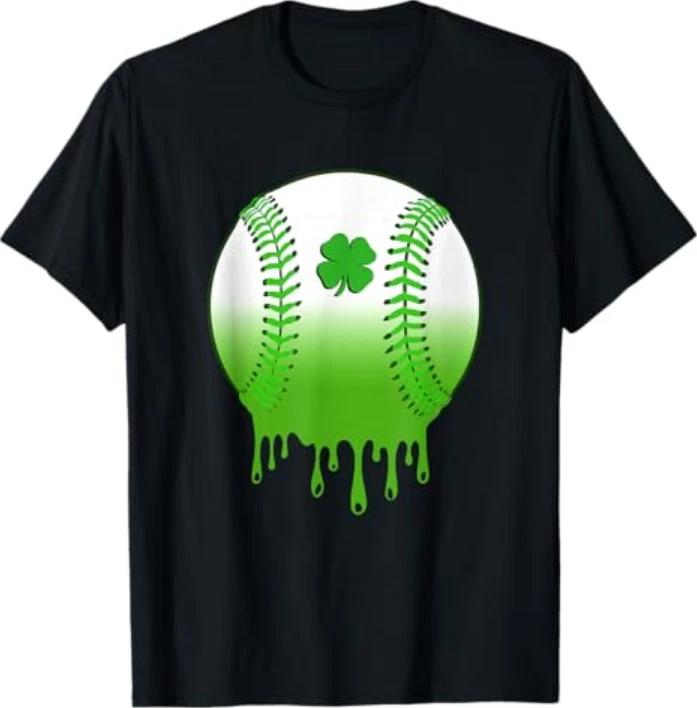 St Patricks Day Shamrock Baseball Irish Tshirt S