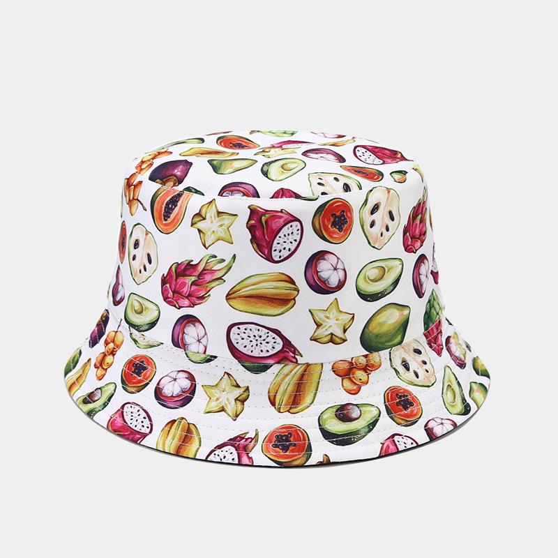 Creative Printed Fruit Pattern Bucket Cap Unisex Outdoor Leisure Fisherman Hat Summer Beach Uv Protection Sun hats Panama Bob