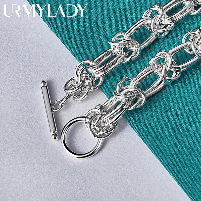 Brățară cu lanț cu inel dublu din argint 925 pentru femei, petrecere de nuntă, bijuterii cu farmec de modă