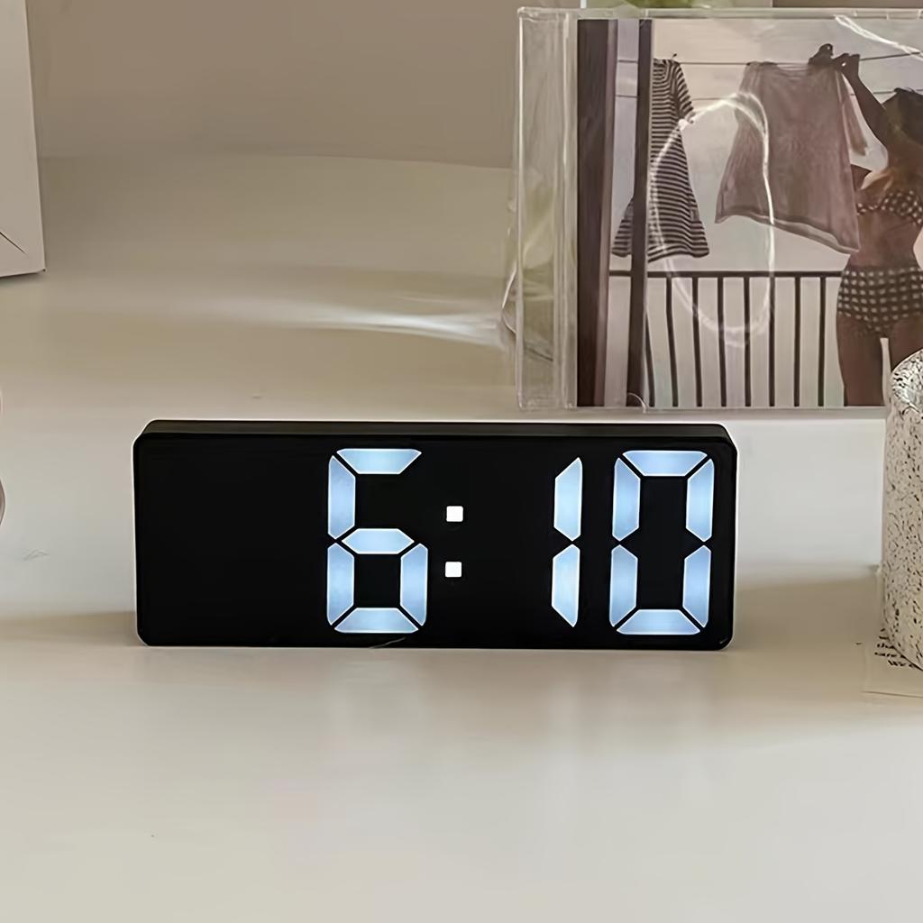 Ins Silent Night Light LED Digital Clock Minimalist Mirror Design for Desk