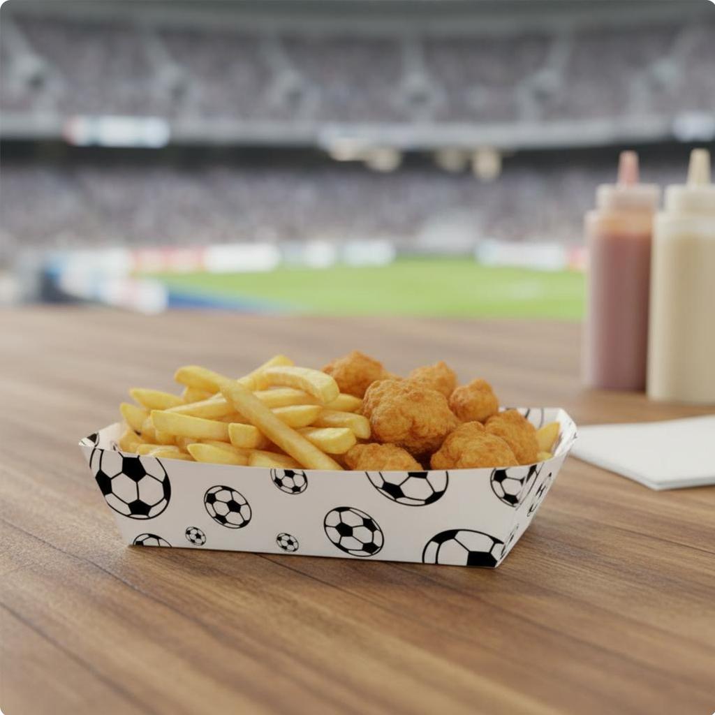 12 Pieces Sports Theme Party Snack Boat Easy Assembly Boat Shaped Snack Holder Gridiron Party Food Container for Tailgating
