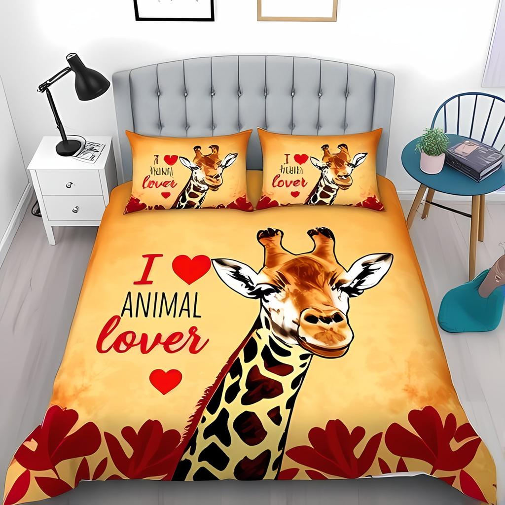 Comforter With Stylized Giraffe Design Warm Colors Toned Borders For Exotic Charm Suitable Children Kids And Adults Soft