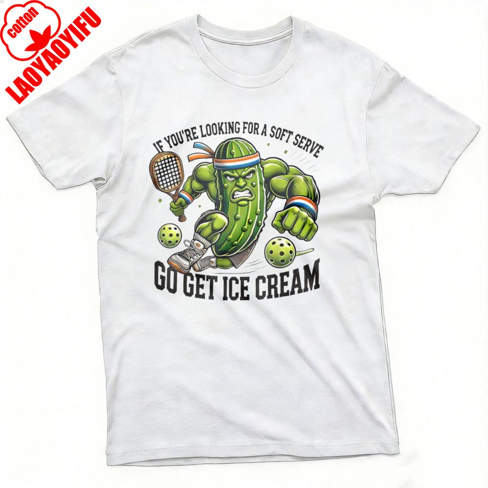 Gurken Tennisspieler Sommer Unisex T-Shirt Lustiges Cartoon Design Freizeitkleidung für Strand und Outdoor-Aktivitäten Geschenk für Sportfans