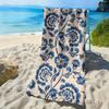 Exquisites blau-weißes Blumenmuster Polyester-Mikrofaser-Strandtuch, hochsaugfähig, geeignet für Schwimm- und Strandausflüge