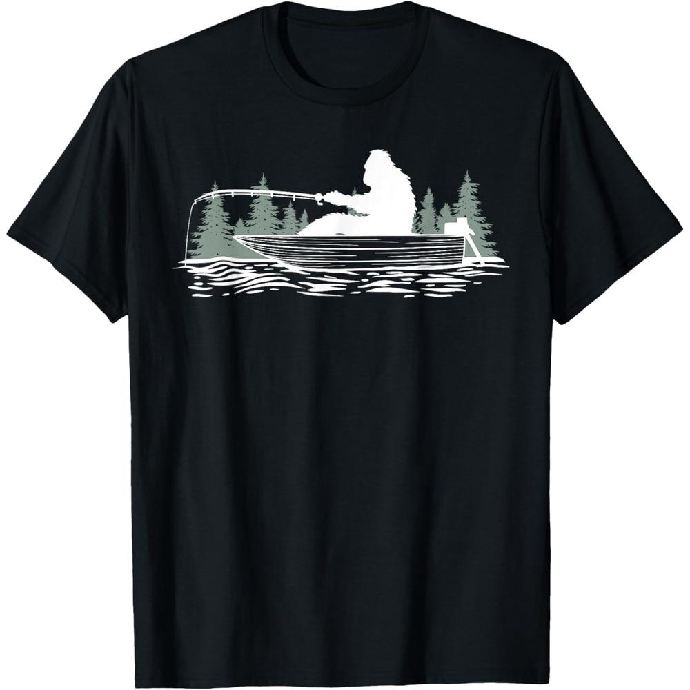 Big foot fishing, Cool Fishing Fisherman Bigfoot Sasquatch T-Shirt L