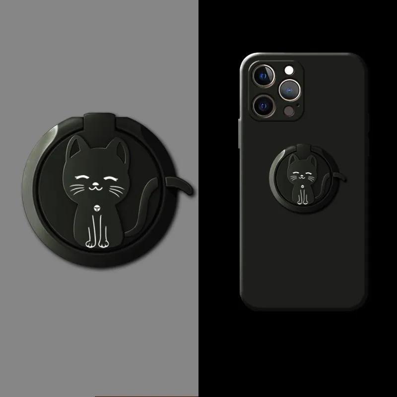 

Creative Metal Phone Holder With Cartoon Animal Back Sticker One Size чорний