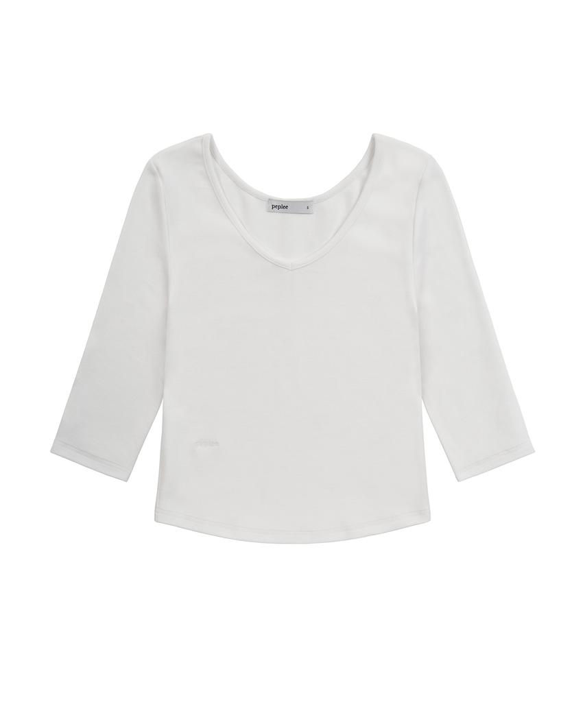 Pepeulli V-Neck 3/4 Sleeve Tee (White)