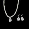 Commuter Versatile Pearl Gem Necklace Women's Water Drop Silver Plated Earrings Stud Earrings Jewelry Set