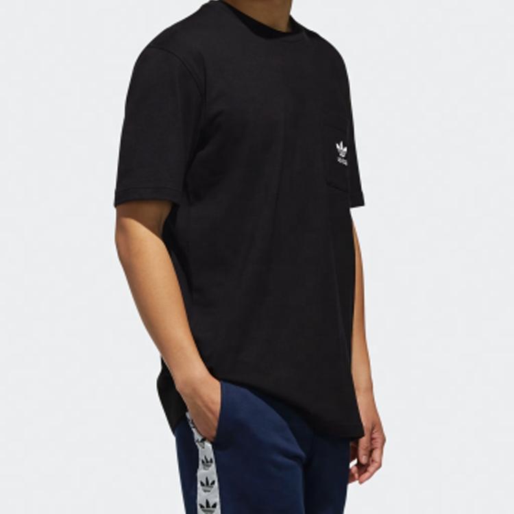 Adidas Originals Trefoil Solid Pocket Logo Short Sleeve T-Shirt Men Tops Black DX4207