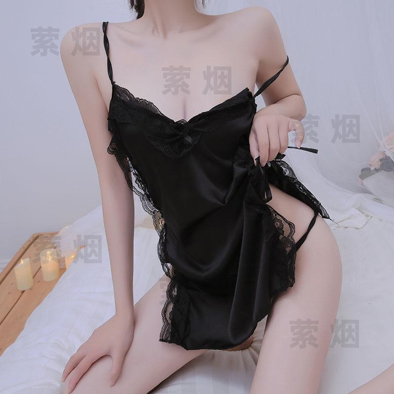 Sexy lingerie strap princess style sexy nightdress seduction tease lace bow halter nightdress