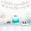 A Little Snowflake is on The Way Banner, Winter Wonderland Themed Baby Shower Party Decorations, Winter Gender Reveal Decor Silver Glitter