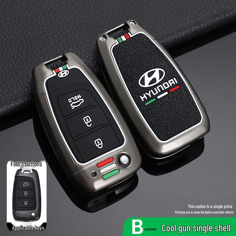 High-End Key Case for 21 Hyundai Models: Fits 2020 Elantra, Reina, ix35 – Unisex Car Key Shell with Buckle