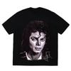 Michael Jackson Portret Gouden Handtekening T-shirt Oversized Y2k Katoen Grafisch T-shirt Unisex Unisex Streetwear Top Dames Heren Kleding