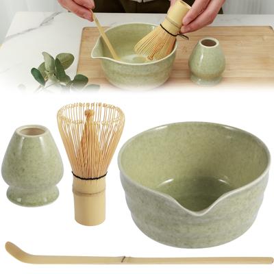4Pcs Japanese Matcha Set Safe Bamboo Whisk Teaspoon Tea Spoon Scoop Bowl Indoor Beverage Shop Tea-making Tools Accessories