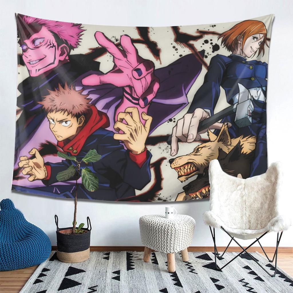 Megumi Besto Friendo Jujutsu Kaisen Sukuna Anime Tapestry Art Aesthetic Tapestries for Bedroom Home Wall Cloth Wall Hanging