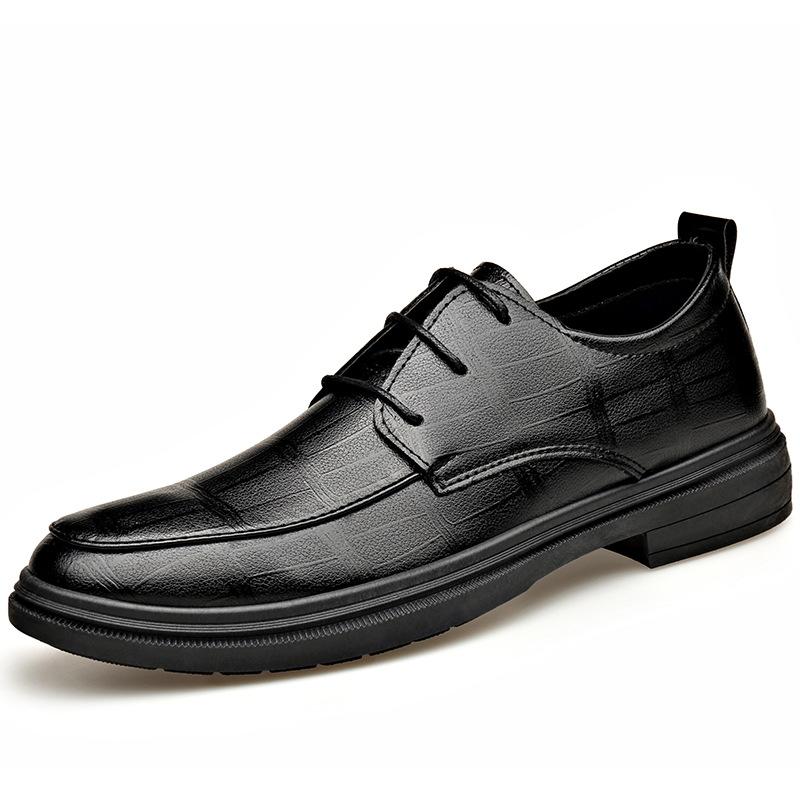 Leather Shoes Men's Four-season Business Dress British Casual Commuter Style Black Heightening Wedding Groom Shoes Men's Shoes